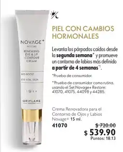 Oriflame Crema Renovadora para el contorno de ojos y labios novage+ oferta