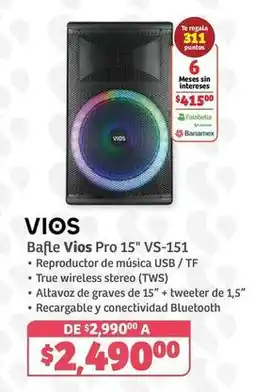 Soriana Híper Vios - bafle pro 15 vs-151 oferta