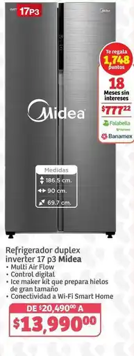 Soriana Híper Midea - refrigerador duplex inverter 17 p3 oferta