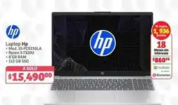 Soriana Híper Hp - laptop hp mod. 15-fc0230la ryzen 3 7320u 8 gb ram 512 gb ssd oferta