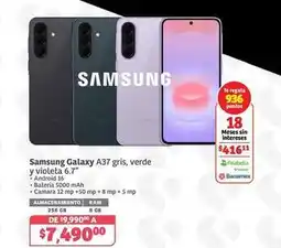 Soriana Híper Samsung - galaxy a37 gris, verde y violeta oferta