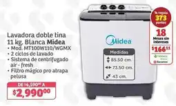 Soriana Híper Midea - lavadora doble tina 11 kg. blanca mt100w110/wgmx oferta