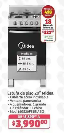 Soriana Híper Midea - estufa de piso 20 mod. mgs20fs1biabg oferta