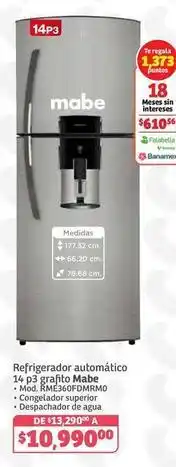 Soriana Híper Mabe - refrigerador automático 14 p3 grafito oferta