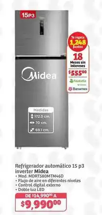 Soriana Híper Midea - refrigerador automático 15 p3 inverter oferta