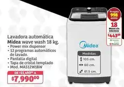 Soriana Híper Midea - lavadora automática wave wash 18 kg oferta