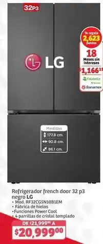 Soriana Híper Lg - refrigerador french door 32 p3 negro oferta