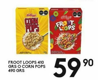 Alsuper Froot loops kelloggs 410g o corn pops 490g oferta
