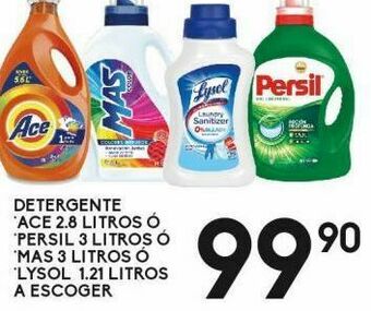 Alsuper Detergente ace 2,8l o persil 3l o mas 3l o lysol 1,21l oferta