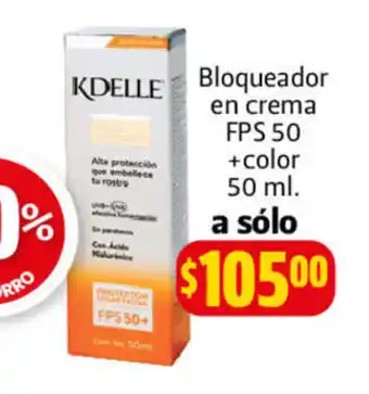 Bloqueador en crema FPS 50 +color 50ml a solo