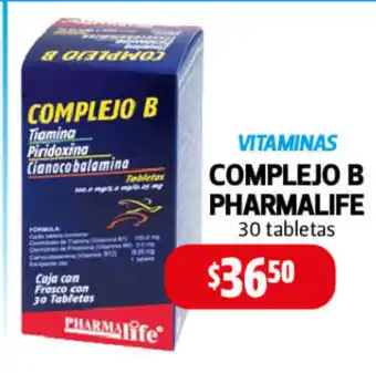 Farmacias Guadalajara Vitaminas Complejo B Pharmalife 30 Tabletas oferta