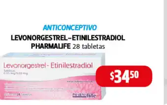 Farmacias Guadalajara Anticonceptivo Levonorgestrel - Etinilestradiol Pharmalife 28 tabletas oferta