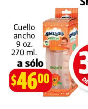 Farmacias Guadalajara Biberones Smudy's Cuello Ancho 9 oz 270 ml oferta
