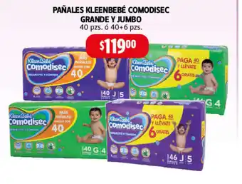 Farmacias Guadalajara Pañales Kleenbebe Comodisec Grande Y Jumbo 40 pzs o 40+6 pzs oferta