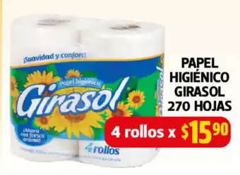 Farmacias Guadalajara Papel Higienico Girasol 270 Hojas 4 Rollos oferta