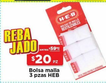 HEB Heb bolsa malla 3 piezas oferta