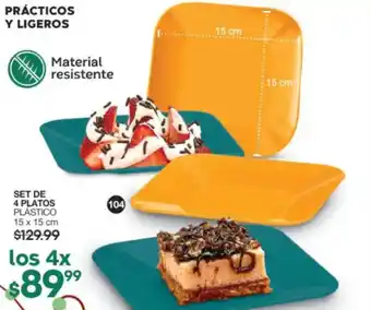 Set de 4 platos plastico