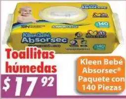 Casa Ley Kleen Bebé Absorsec Toallitas húmedas oferta
