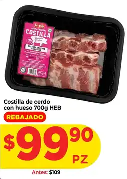 HEB H-E-B costilla de cerdo con hueso oferta