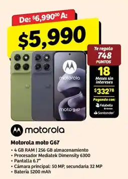 Soriana Híper motorola moto g67 oferta