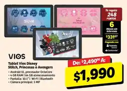 Soriana Híper Vios Tablet Vios Disney Stitch, Princesas o Avengers oferta