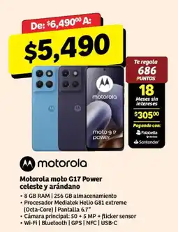 Soriana Híper motorola moto g17 power celeste y arándano oferta