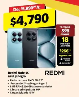 Soriana Híper Redmi Redmi Note 15 azul y negro oferta