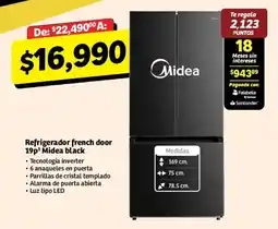 Soriana Híper Midea refrigerador french door 19p³ black oferta