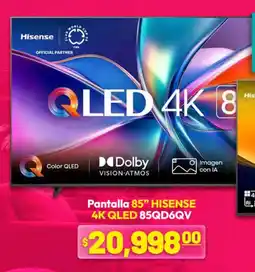 La Comer Hisense pantalla 85" 4k qled 85qd6qv oferta