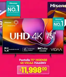 La Comer Hisense pantalla 75" 4k vidaa 75a65nv oferta