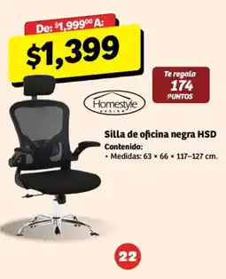 Soriana Híper Homestyle Design Silla de oficina negra HSD oferta