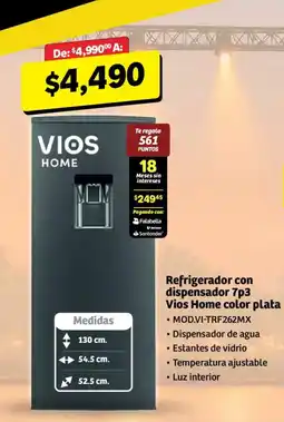 Soriana Mercado Vios Home Refrigerador con dispensador 7p3 oferta