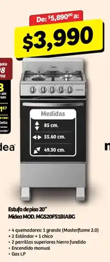Soriana Mercado Midea Estufa de piso 20" oferta