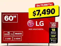 Soriana Híper LG 60" 4K SMART TV WebOS oferta