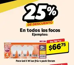 Soriana Mercado Osram foco led 5 w luz fría 4 pack oferta