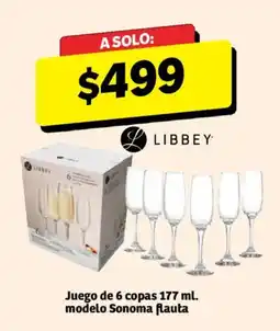 Soriana Híper Libbey Juego de 6 copas modelo Sonoma flauta oferta