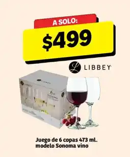Soriana Híper Libbey Juego de 6 copas 473 ml. modelo Sonoma vino oferta