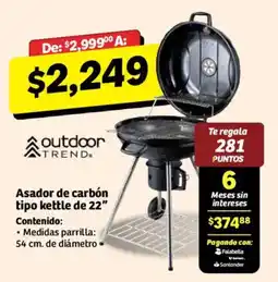 Soriana Híper outdoor trend asador de carbón tipo kettle de 22" oferta