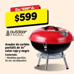 Soriana Híper outdoor trend asador de carbón portátil de 14" oferta