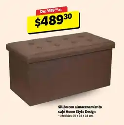 Soriana Mercado Sillón con almacenamiento café Home Style Design oferta