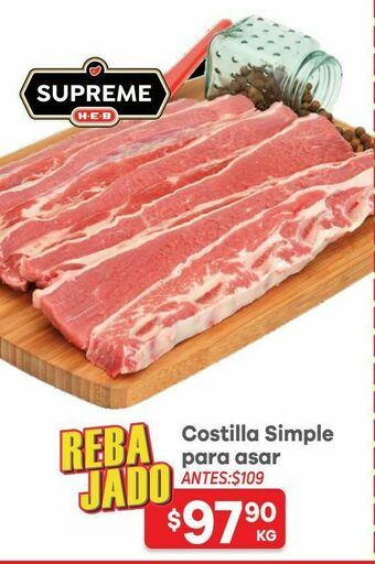 HEB Heb supreme costilla simple c/h de res congelada 1 kg oferta