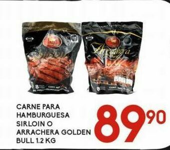 Alsuper Carne para hamburguesa sirloin o arrachera golden bull 1,2kg oferta