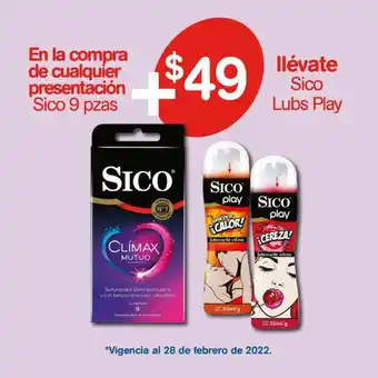 En la compra de cualquier presentacion Sico 9 pzas