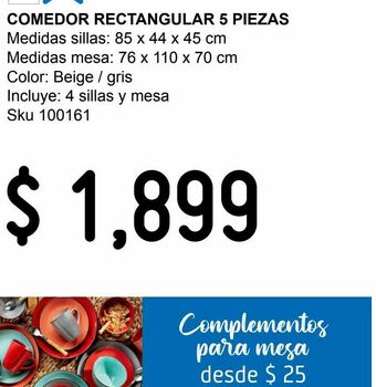 Sodimac Homecenter Comedor rectangular 5 piezas oferta