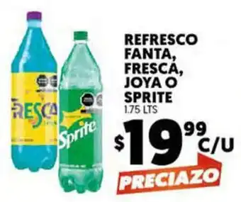 Refresco Fanta, Fresca, Joya o Sprite 1.75L