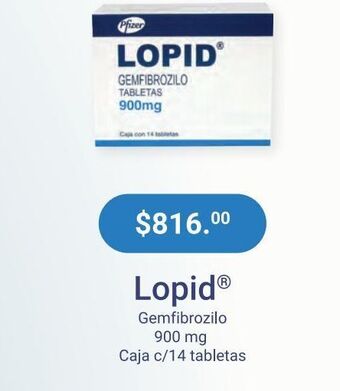 Farmacias Especializadas Lopid 900mg tab caj c/14 oferta