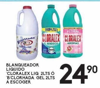 Blanqueador líquido cloralex 2lt o b´clorhada gel 2lt