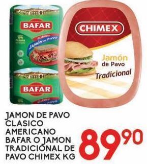 Alsuper Jamón de pavo clásico americano bafar o jamón tradicional de pavo chimex kg oferta