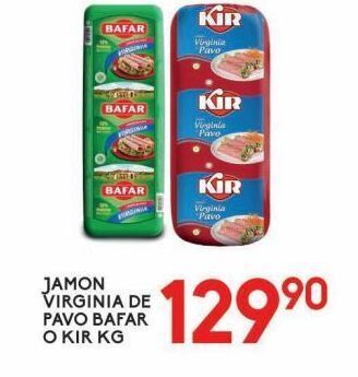 Alsuper Jamón virginia de pavo bafar o kir kg oferta