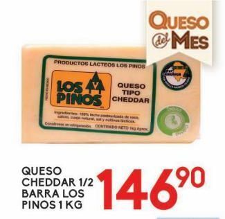 Alsuper Queso cheddar 1/2 barra los pinos kg oferta